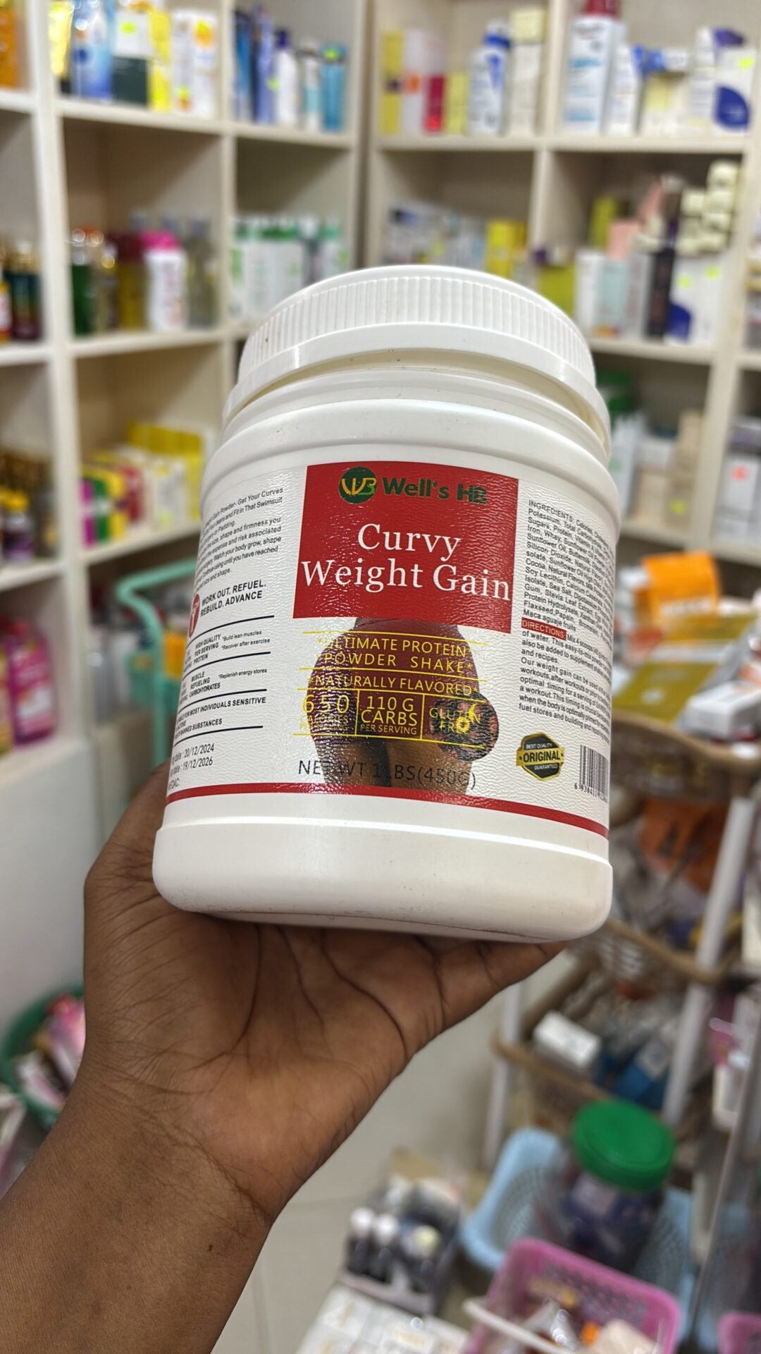 H&B Curvy Weight Gain Whey Protein Mass Gainer Powder - 450g