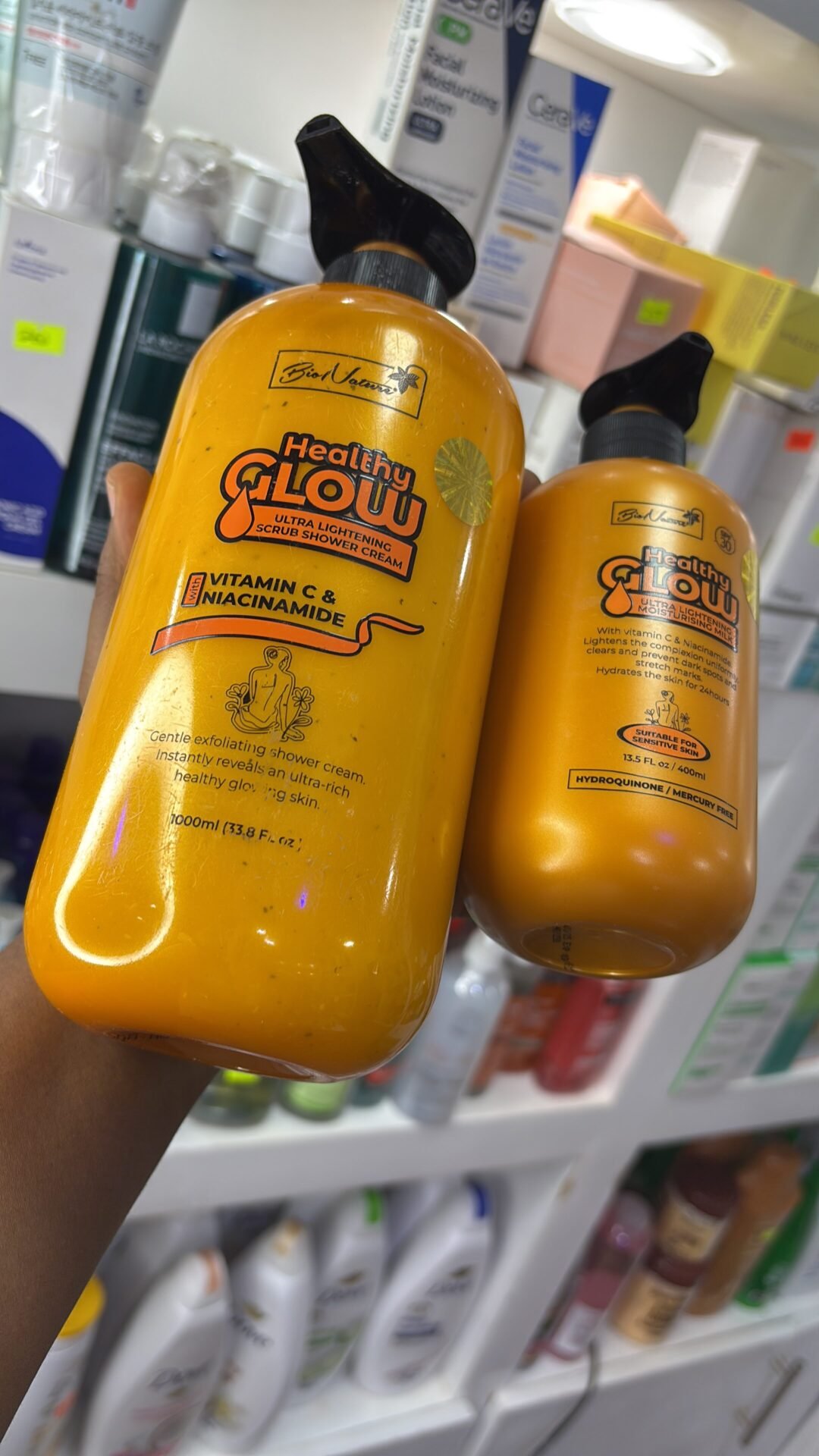 Healthy Glow Body Milk 400ml Lotion + 1000ml Ultra Lightening Scrub Shower Ge